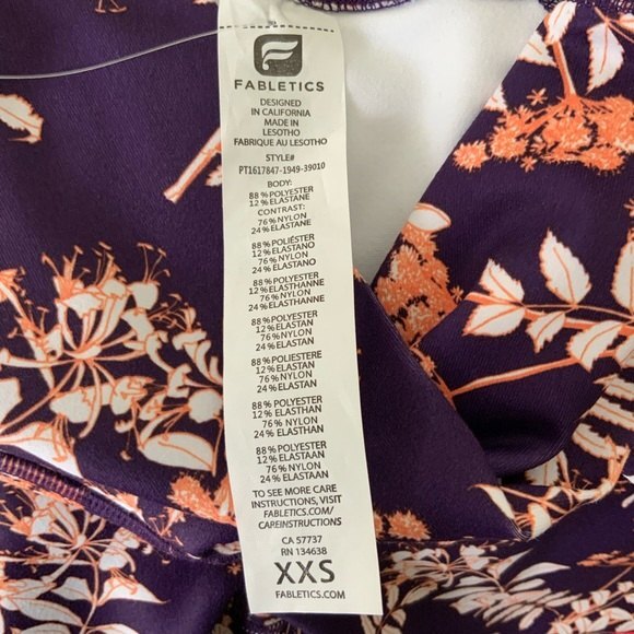 Fabletics Leggings XXS Floral Arcadia Mid-Rise Power Hold 7/8 - Picture 3 of 10